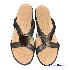Crocs Sanrah Brown Wedge Sandals